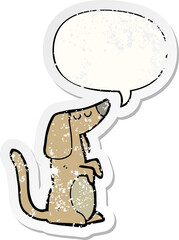 cartoon dog and speech bubble distressed sticker