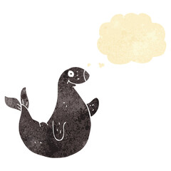 cartoon seal with thought bubble
