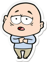 Obraz premium sticker of a cartoon tired bald man