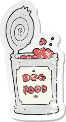 retro distressed sticker of a cartoon dog food