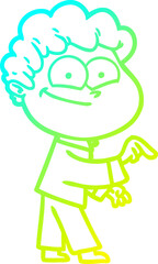 cold gradient line drawing cartoon happy man