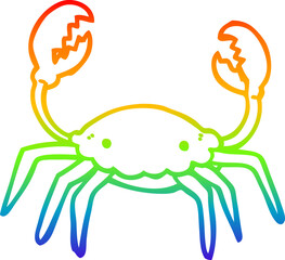 rainbow gradient line drawing cartoon crab
