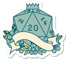 natural twenty D20 dice roll sticker