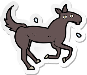 sticker of a cartoon horse sweating