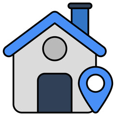 House with pointer, icon of home location 