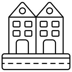 An editable design icon of building 
