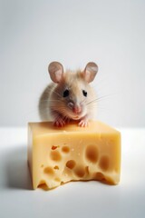 Fototapeta premium Cute Little Mouse with Parmesan Cheese. Generative ai