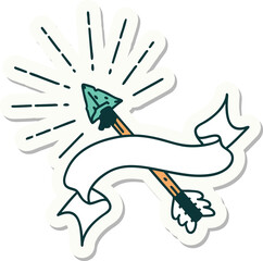 sticker of tattoo style old flint tip arrow