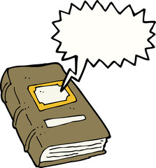 cartoon old book with speech bubble