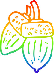 rainbow gradient line drawing cartoon acorn