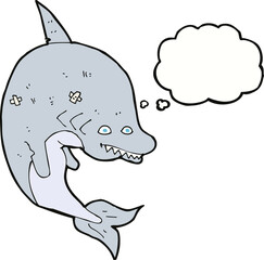 cartoon shark with thought bubble