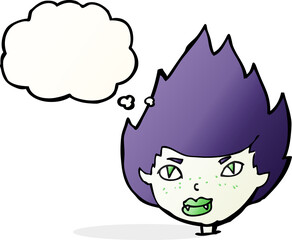 cartoon vampire head with thought bubble