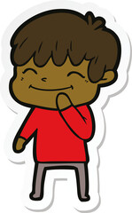 sticker of a cartoon happy boy