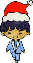 christmas textured cartoon of kawaii boy