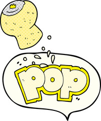 comic book speech bubble cartoon champagne cork popping