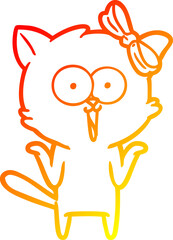 warm gradient line drawing cartoon cat