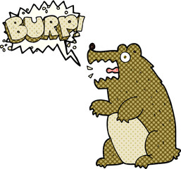 comic book speech bubble cartoon bear burping