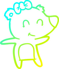 cold gradient line drawing female bear cartoon