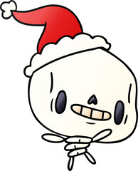 christmas gradient cartoon of kawaii skeleton