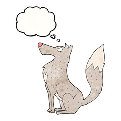 thought bubble textured cartoon wolf