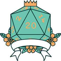 natural 20 critical hit D20 dice roll illustration