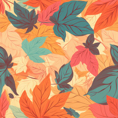 Fototapeta premium Summer Leaves Colorful Seamless Pattern