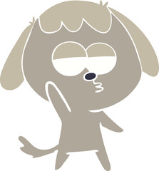 flat color style cartoon bored dog