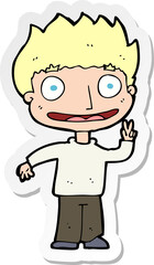 sticker of a cartoon happy boy