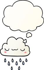 cartoon storm cloud and thought bubble in smooth gradient style