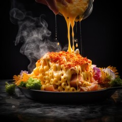 Macaroni and Cheese Smoked Salmon  - Generative Ai Illustration