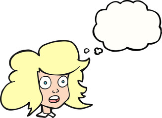 thought bubble cartoon surprised female face