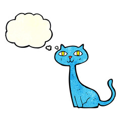cartoon cat with thought bubble