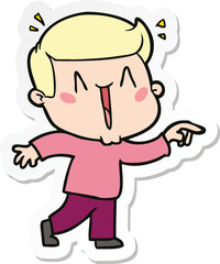 sticker of a cartoon excited man
