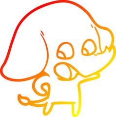 warm gradient line drawing cute cartoon elephant