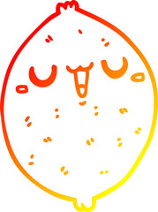 Obraz premium warm gradient line drawing cartoon happy lemon