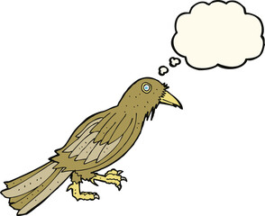 cartoon crow with thought bubble