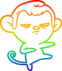 rainbow gradient line drawing cartoon annoyed monkey