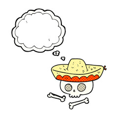 thought bubble cartoon skull in mexican hat
