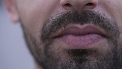 Macro closeup of a bearded Middle Eastern Man lips and mouth