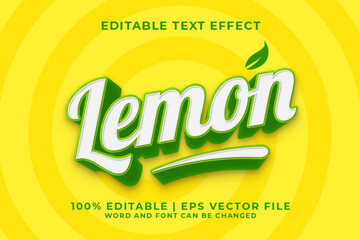 Lemon 3d Editable Text Effect Cartoon Comic Style Premium Vector