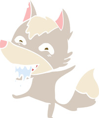 flat color style cartoon hungry wolf