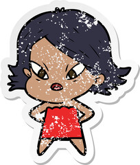 distressed sticker of a cartoon stressed woman