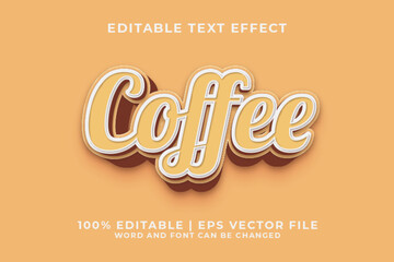 Coffee 3d Editable Text Effect Cartoon Comic Style Premium Vector