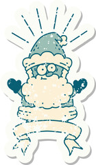 grunge sticker of tattoo style santa claus christmas character
