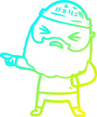 cold gradient line drawing cartoon man with beard