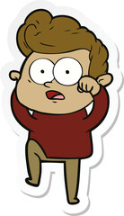 sticker of a cartoon staring man