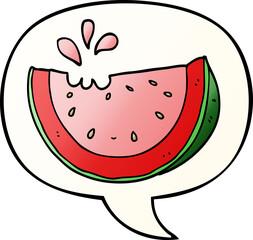 cartoon watermelon and speech bubble in smooth gradient style