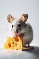 Fototapeta premium Cute Little Mouse with Parmesan Cheese. Generative ai