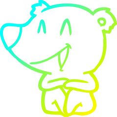 cold gradient line drawing laughing bear cartoon
