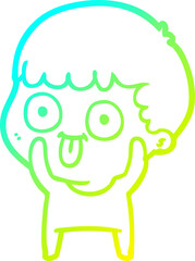 cold gradient line drawing cartoon man staring